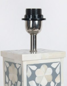 Top-Ranked New Bone Inlay Gray Table <strong>Lamp</strong> with Floral Design <strong>Rectangle</strong> Lighting for Home Hotels Metal Shade by Faizacraft - Product Image 2