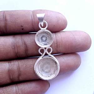 การตั้งค่าจี้คอลเลตแบบ DIY พร้อมจี้รูปถ้วยเปล่าติด925เงินขนาด10มม. รูปทรงกลมแบบไม่มีหินขนาด10มม. - Product Image 2