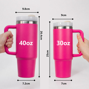 Tumbler Personalizzato da 40oz in Acciaio Inox con Manico Isolato, Tazza Termica Rosa in Metallo con Coperchio e Cannuccia, Regalo di San Valentino - Product Image 3