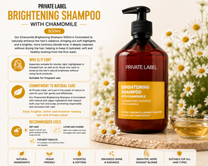 Shampooing éclaircissant à la camomille en marque privée 500ml OEM |   Shampooing Hydratant Éclaircissant pour Cheveux Blonds |   Espagne UE - Product Image 3