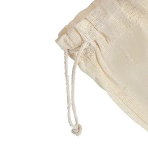Small Organic Cotton Potli Bags (10 Count) 4\" X 4.5\" Earphone Pouch Case Embroidered Logo Screen for <b>Bracelets</b> Watches Crafts - Product Image 4