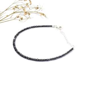 AAA+ Black Diamond <b>Bracelet</b> with 2.5-3MM Zircon <b>Ball</b> Beads - Product Image 2