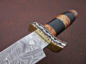 Handmade Damascus Steel Blade With <b>Leather</b> Handle Hunting Collectible Modern Custom & Handmade Fixed Blade Knives. - Product Image 4