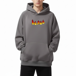 เสื้อฮู้ดสตรีทแวร์รุ่นใหม่ล่าสุดปี 2025 สำหรับผู้ชาย ผ้าฝ้าย 100% ทรงโอเวอร์ไซส์ หลวม สีพื้น พิมพ์ลายโลโก้แบบ DTF ตามสั่ง - Product Image 4