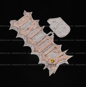 À la mode entièrement glacé personnalisé lettre Hip Hop pendentif rond brillant Moissanite diamants 10K or blanc D incolore pour les hommes - Product Image 5