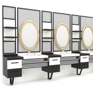 Station de miroir de barbier en bois moderne pour salon hôtel salle de sport atelier appartement salle à manger-usage commercial - Product Image 1