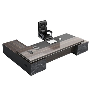 Bureau de direction ergonomique de luxe en bois, poste de travail informatique moderne, table de direction pour bureau à domicile, mobilier de bureau assis-debout - Product Image 1