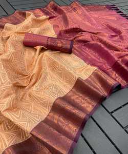 Blusa Saree de tejido de algodón con encaje floral - Product Image 3