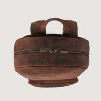 Distressed Vintage Brauner Leder-Laptop-Rucksack