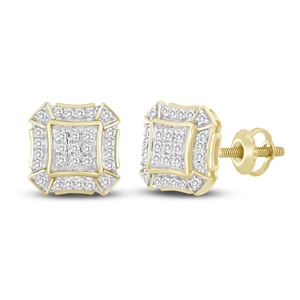 Boucles <span class=keywords><strong>d</strong></span>'oreilles en or jaune certifié IGI 14K 1/6 rondes taille idéale pour hommes en laboratoire <span class=keywords><strong>Prix</strong></span> - Product Image 1