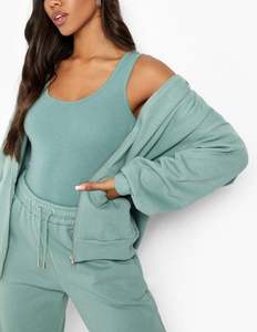 Conjunto de chándal personalizado para mujer, chándal con bordado desgastado verde, Sudadera con capucha y cremallera, trajes deportivos, chándal deportivo - Product Image 4