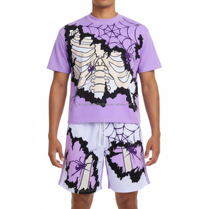 Conjunto Deportivo para Hombre, Camiseta y Pantalones Jogger, Algodón de Alta Calidad, Ecológico, Ligero, Estampado Personalizado con Dibujos Animados - Product Image 3