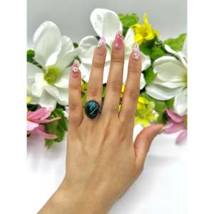 Anillo Navajo Hecho a Mano Estilo Boho con Turquesa Luna Azul y Plata de Ley, Gema en Forma de Marquesa, Talla 6, para Uso Diario - Product Image 5