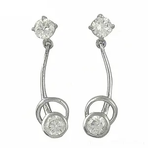 Boucles d'oreilles pendantes en argent plaqué or pour femmes avec zircone cubique, diamant, perle, bijoux élégants pour mariages, fêtes, cadeaux - Product Image 1