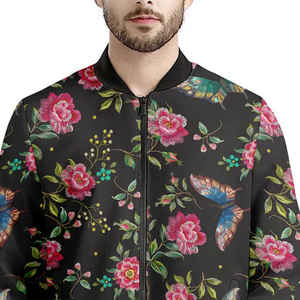 Vente chaude à la mode fermeture éclair Style Bomber Veste Pour hommes personnalisé fleur impression Polyester tissu vêtements de plein air Bomber Veste - Product Image 4