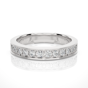 Bague en moissanite ronde de 1 carat avec sertissage en canal en argent, élégantes bagues en moissanite pour femmes - Product Image 1