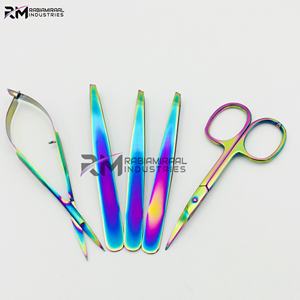 Pince à épiler en acier inoxydable RMI à prix de gros, ciseaux à cuticules multi-couleurs plasma / ciseaux à ressort / ensemble de pinces à épiler pour sourcils - Product Image 2