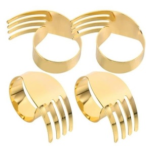 Servilleteros de Metal martillado dorado brillante de lujo, diseño de hierro redondo, bodas, fiestas de Navidad, accesorio de cocina elegante, Decoración de mesa - Product Image 4
