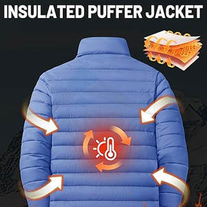 Chaqueta de invierno acolchada para hombre directa de fábrica, acolchada ligera con tela resistente al viento y al agua, diseño práctico de 4 bolsillos - Product Image 3
