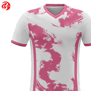 ชุดฟุตบอลสีชมพูสีขาวสีพื้นเสื้อฟุตบอลแบบเรียบง่ายแห้งเร็วสีพื้น - Product Image 4