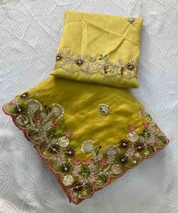 Aarc งานตัดเย็บผ้าชีฟองออกแบบโดยดีไซเนอร์ผ้าลายเส้นขอบเสื้อกับเสื้อ unstitched ชุดสำหรับงานแต่งงานราคาขายส่งเสื้อผ้าชาติพันธุ์ peroot - Product Image 4