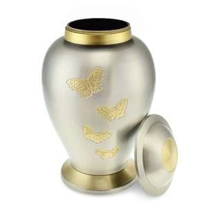 Urnes en cendres incinérées en métal aluminium pour adultes avec couvercle Illustration florale imprimée Taille personnalisée Style américain Pot funéraire de crémation - Product Image 6