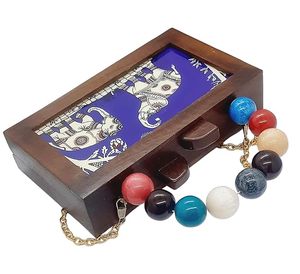 Bolsos de mano de madera pintados a mano de lujo de gran capacidad con patrones impresos en negrita y decoración de cadena HF CRAFTS Price - Product Image 2