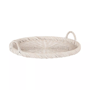 Bandeja de servicio de ratán Cormont blanca redonda-Organizador de tocador y accesorio de baño | Limpieza puntual solamente | Tienphong Wholesale 2025 - Product Image 6
