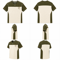 Wholesale Grey and Black Color Block T Shirt with Side Panels Geometric Embroidery Custom Mens Casual Wear