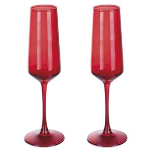 Set di 2 Flûte da 250ml con Logo Personalizzato, Bicchieri da Vino Rosso Rubino Sibilla, Trasparenti in Metallo - Product Image 1