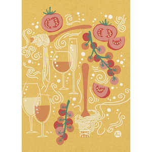 Pasta Paradise - Estampado de tela con ilustración de pasta amarilla, estilo naturaleza muerta italiana divertida - Product Image 4