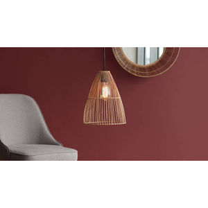 Lampe suspendue ovale classique en rotin Callam, finition or et blanc, hauteur réglable, lumière protectrice pour les yeux, pour la maison, la cuisine, la salle à manger - Product Image 5