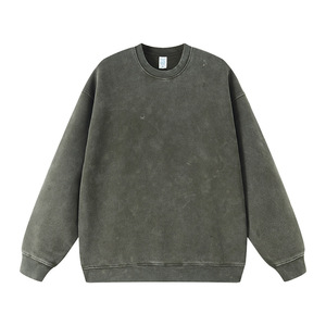 เสื้อฮู้ดดี้ผู้ชายไซส์ใหญ่พิเศษ ผ้าฝ้าย 100% สไตล์วินเทจ คอวี ทรงโอเวอร์ไซส์ ล้างสีแบบแอซิด คุณภาพสูง ปักลายเพชร - Product Image 5