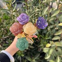 Pas cher Prix En Gros Naturel De Guérison Cristal Rose Fleur Sculptures Artisanat Pour Cadeau