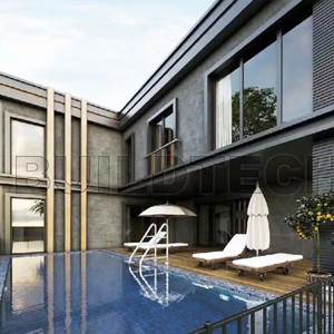 Villa Moderna de 2 Pisos <span class=keywords><strong>con</strong></span> Estructura de Acero, Casa de Retiro Elegante de 3 Dormitorios, Casa de Paneles de Hormigón <span class=keywords><strong>con</strong></span> <span class=keywords><strong>Piscina</strong></span> Privada y Balcón - Product Image 3