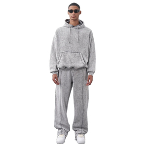 Chándal de invierno para hombre 2026, con capucha, estampado, de forro polar, estilo vintage, lavado ácido, tallas grandes, servicio OEM, mangas largas - Product Image 1