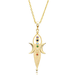 Mère Terre Corps Chakras Zircon Pierre 925 Collier En Argent Sterling Bijoux En Gros - Product Image 3