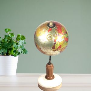 Sphère armillaire en laiton avec base en bois Globe céleste vintage, décor maritime antique, bureau nautique à collectionner et cadeau - Product Image 5