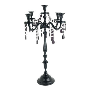 High Quality 5-Arm Metal <b>Candelabra</b> <b>Black</b> Crystal Candle Holder with Best Wholesale Prices for Home Tabletop Decorations - Product Image 6
