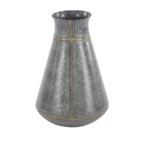 Exquisite iron metal flower <b>vase</b> with floral <b>engraving</b> and textured surface for a charming rustic aesthetic - Product Image 5