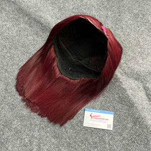 Pelucas de extensión de cabello humano Bob vietnamita, pelo de color vino tinto, hueso recto, parte media, alta calidad, color personalizado - Product Image 5