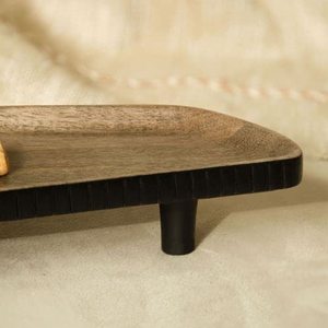 Bandeja de pedestal de madera de mango rectangular, soporte de exhibición elevador rústico para cocina, mesa de comedor y decoración del hogar - Product Image 5