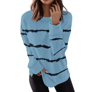 Suéteres de Algodón a Rayas para Mujer, Primavera-Otoño, Sudadera con Capucha de Manga Larga, Jersey Transpirable, Camisetas Casuales - Product Image 2