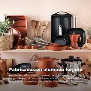 Set di 3 padelle 24x28x30cm + Griglia 24x24cm in alluminio forgiato AGROS San Ignacio - Product Image 5