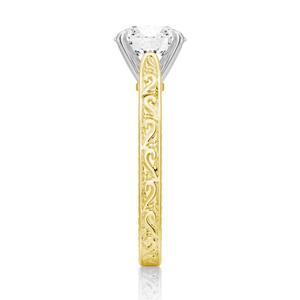 Anillo Solitario Antiguo de Oro de 9K con Diamante Moissanita de Corte Redondo, Elegantes Anillos de Moissanita - Product Image 3
