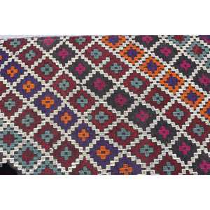 Turkish <b>Runner</b> Rug 2.5x8.6 ft, <b>Red</b> Blue Camouflage Rug Wool - Product Image 5