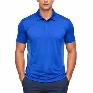 Polo homme bleu à manches courtes, couleur unie, séchage rapide, tricoté, décontracté, en vente en ligne - Product Image 1