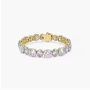 สร้อยข้อมือเพชรรูปท้องฟ้าสำหรับสตรีสร้อยข้อมือเทนนิสสีเหลือง/ขาว/กุหลาบทอง - Product Image 3