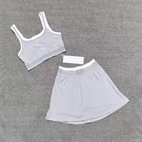 Ensemble jupe et débardeur de yoga 2 pièces |   Motif géométrique, coussinet de poitrine gaufré pour la course à pied et le fitness