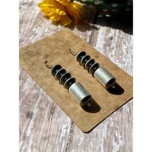 Handmade Navajo Sterling Silver Pearl <b>Dangle</b> <b>Earrings</b> - Product Image 2